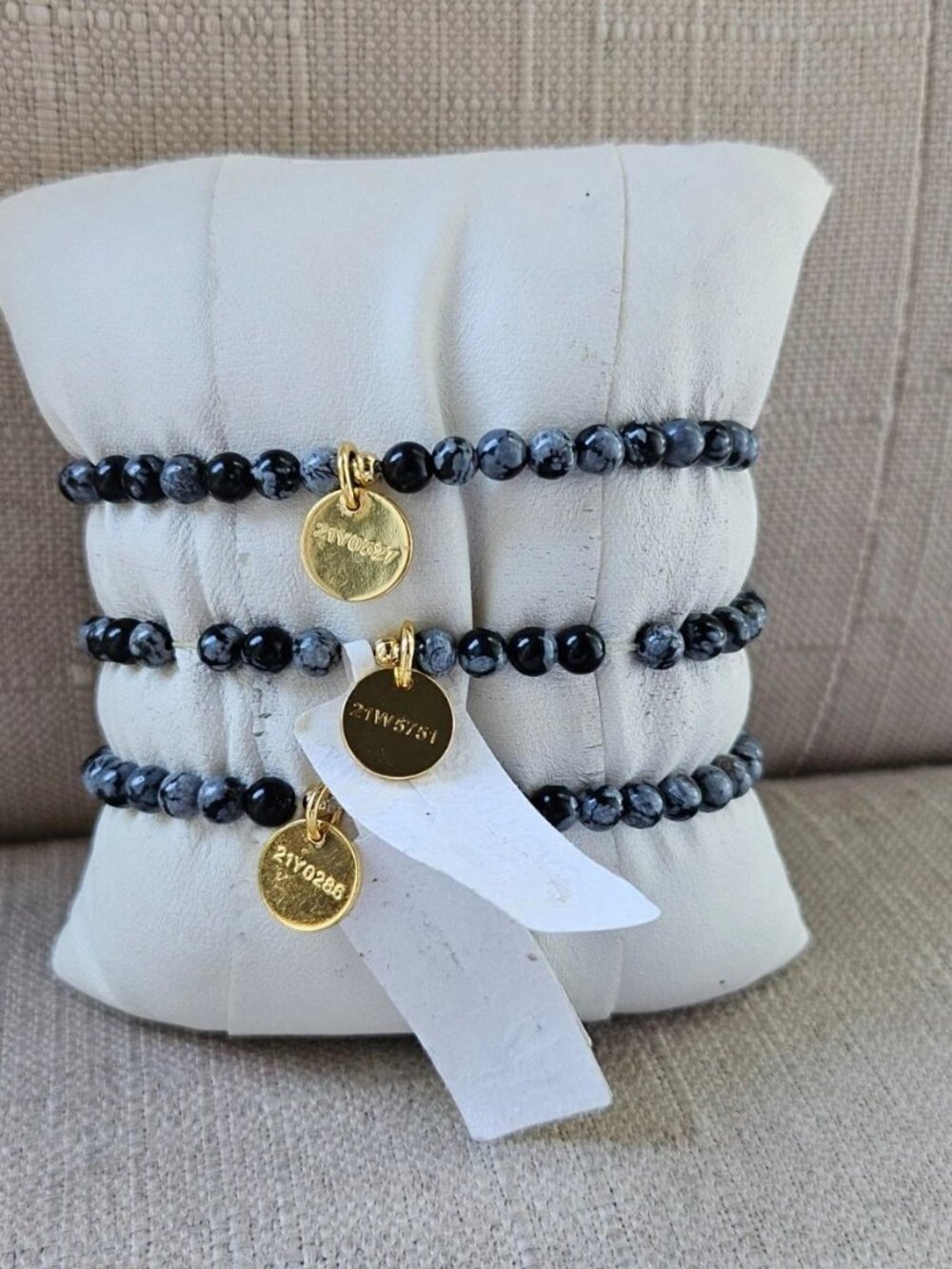 Little Words Project Bracelet Black Beands HE HIM Wrist Band Stretched Lot of 3 - Picture 2 of 12